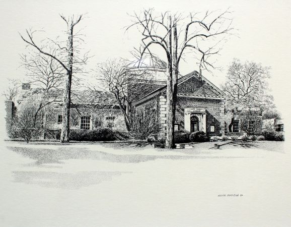 Lake Forest Library drawing by Alice Moulton
