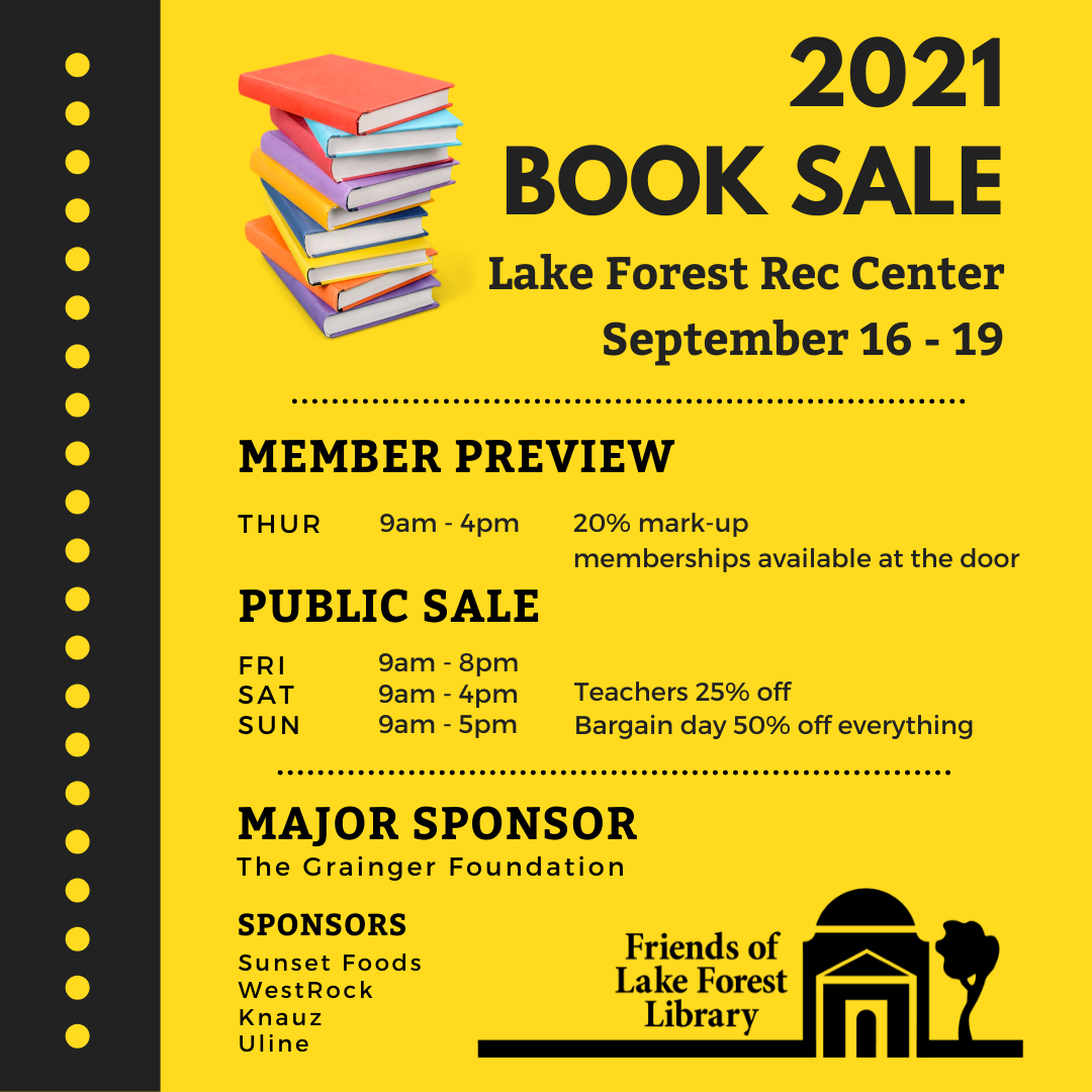 Shop the Friends Fall Book Sale September 1619 Lake Forest Library