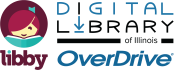 Libby, Digital Library of Illinois, OverDrive logos